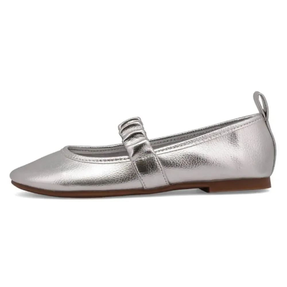 MIA Womens Uliana Ballet Flats Size 8.5 M EU 39 Silver Leather NWOB
